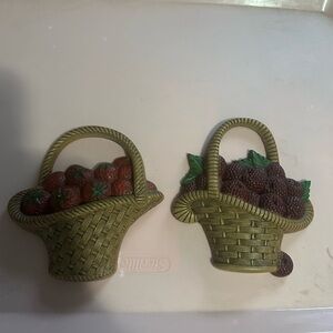 Woven Basket Wall Accents with Fruit Design